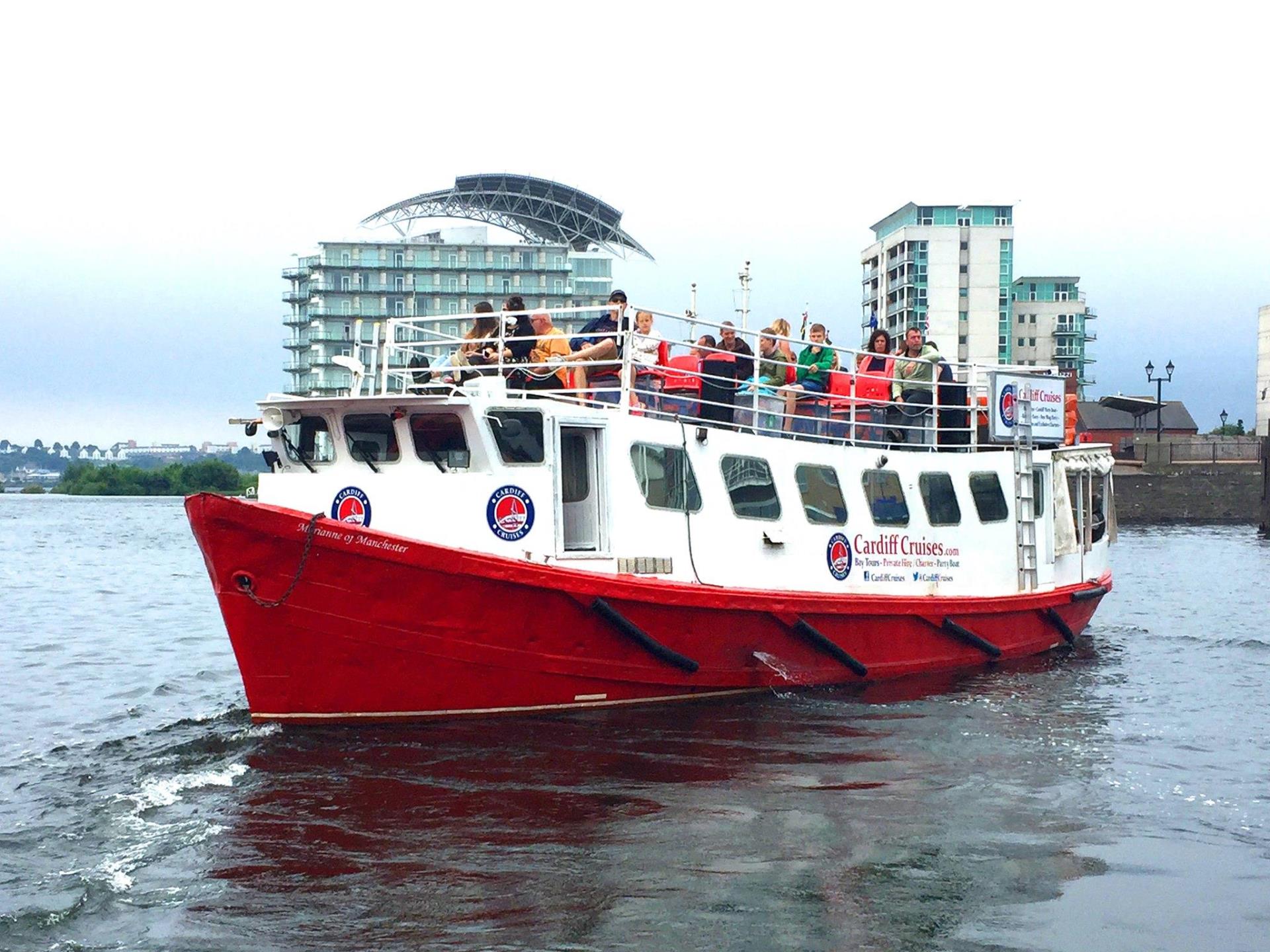 Cardiff Bay waterfront with boats and Pierhead Building